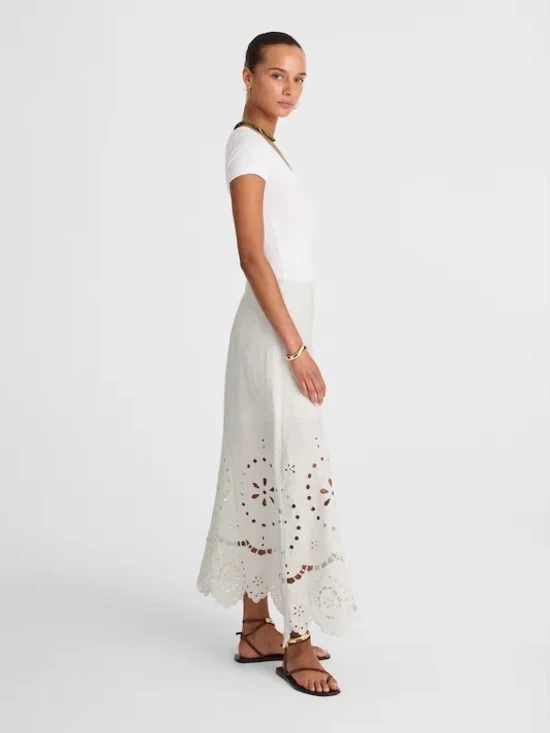 Madewell NWT Eyelet Embroidered Maxi Skirt Size 6 in Salt - Picture 3 of 16